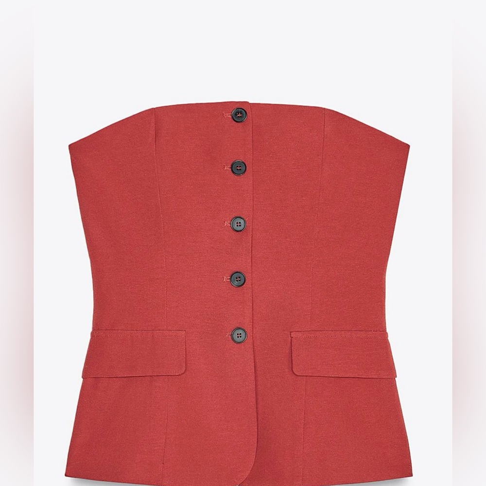 NWT - Zara Buttoned Strapless Top - XS